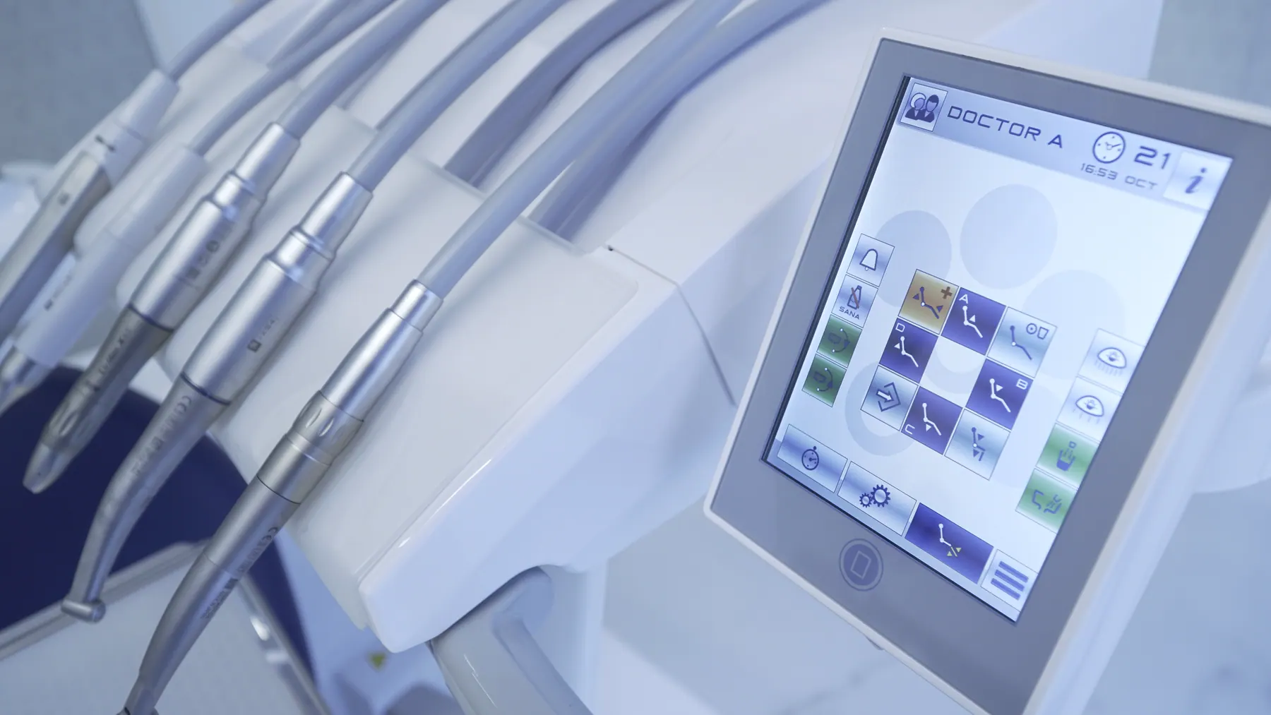 Pantalla táctil del sillón dental y turbinas