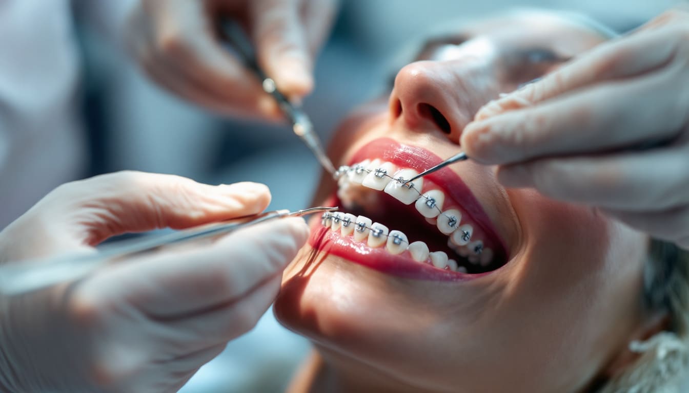 tratamiento dental de ortodoncia con revision de brackets en consulta
